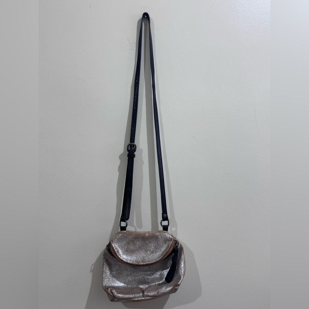 Tano Metallic Silver Crossbody Bag